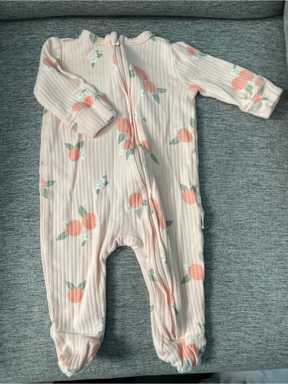 Pink Peach-Print Ribbed Baby One-Piece